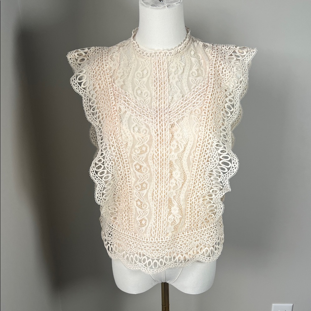 Elegant Lace Cream Top